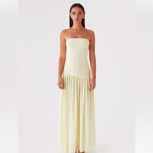 Peppermayo Strapless Maxi Dress – Light Yellow